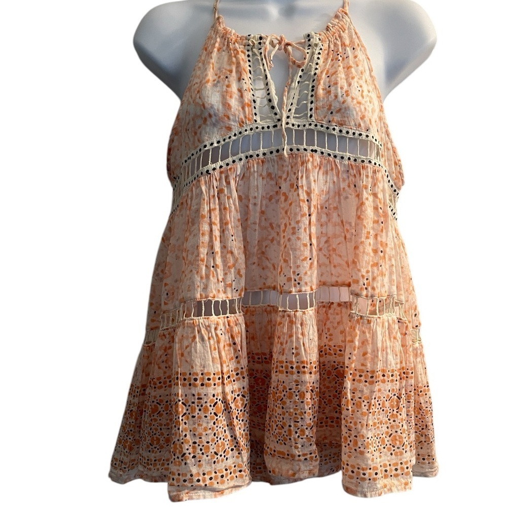 Free People Essaouira Babydoll Tank Top XS Boho Romantic Cottagecore Cotton Lace - Picture 10 of 10